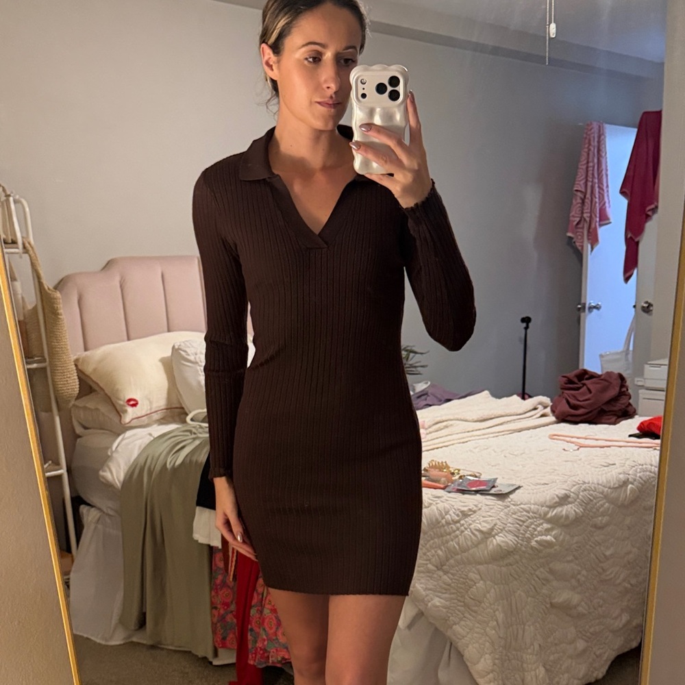 Showpo Chocolate Long Sleeve Dress